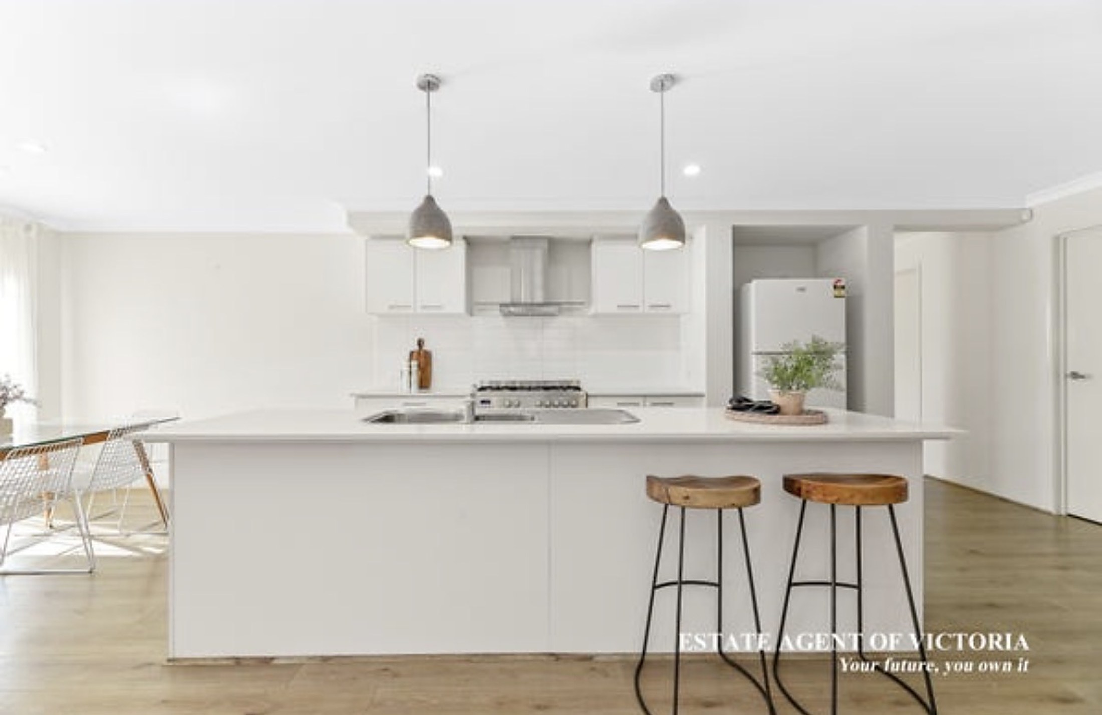The bright open-plan kitchen at Clyde House